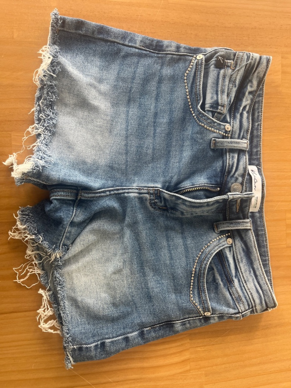 KanCan Light Blue Distressed Frayed Hem Denim Shorts